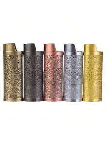 1 pezzo Custodia per accendino J6 con design a rilievo di Costantino, chiusura a pulsante, materiale in metallo durevole - adatto per uso personale e da regalo, scatola accendino in stile artistico, finitura in metallo, adatta per accendini BIC J6 formato standard - custodia per accendino alla moda e durevole, antivento, stile retrò minimalista e resistente - Multicolore - Visualizzare 12