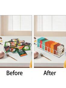 1pc Clear Tea Bag Organizer,Desktop Tea Bag Coffee Divided Storage Box,Reusable Acrylic Tea Box For Coffee Station, Cabinet, Pantry, Countertop, Office, Kitchen,Cosmetic Box.