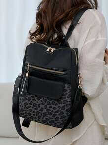 Rucsac anti-furt cu ciucuri și imprimeu leopard, poșetă pentru femei, geantă de zi la modă multifuncțională, geantă de călătorie ușoară cu mai multe buzunare, geantă de școală simplă cu capacitate mare, geantă de cărți convenabilă, pentru studenți, călătorii în vacanță, călătorii de afaceri, naveta zilnică, cumpărături, birou, întâlniri, activități în aer liber, cadou de ziua de naștere, cadou de sărbători, rucsacuri