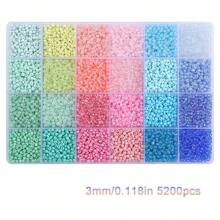 24格3毫米彩色玻璃珠，适用于手工珠宝制作、手链和项链DIY配件[5200颗]