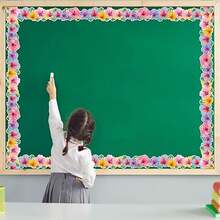 59 英尺热带芙蓉花公告栏边框、教室装饰、教师学校用品、教室办公室墙面装饰、夏威夷花卉派对装饰