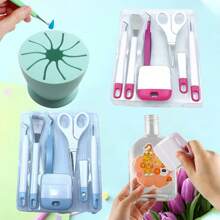 5/6pcs Vinyl Craft Precision Weeding Tool Set, Vinyl Matching Waste Collection Tray DIY Silicone Desktop Trash Collector, Craft Tweezers, Trimming Tools Suitable For Silhouette/Siser/Oracal 631 651 751 Cutting And Engraving Machines