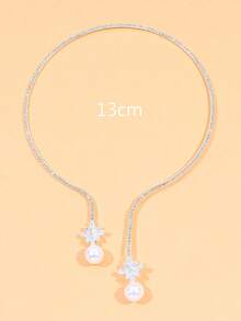 1 件欧美复古奢华锆石珍珠项链，新娘珠宝，优雅水钻颈链，礼物 - 珍珠 - 查看 3