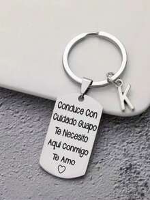 1 pieza Llavero de acero inoxidable con tallado estilo español, regalo romántico del Día de San Valentín para esposo o novio, accesorios de coche, accesorios góticos lindos de Y2K, accesorios del Día del Maestro - Plateado - Ver 17