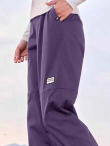CAMEL CROWN Pantalones deportivos casuales para mujer, pantalones deportivos largos y sueltos impermeables con cordón y tirantes - Uva dulce morada - Ver 3