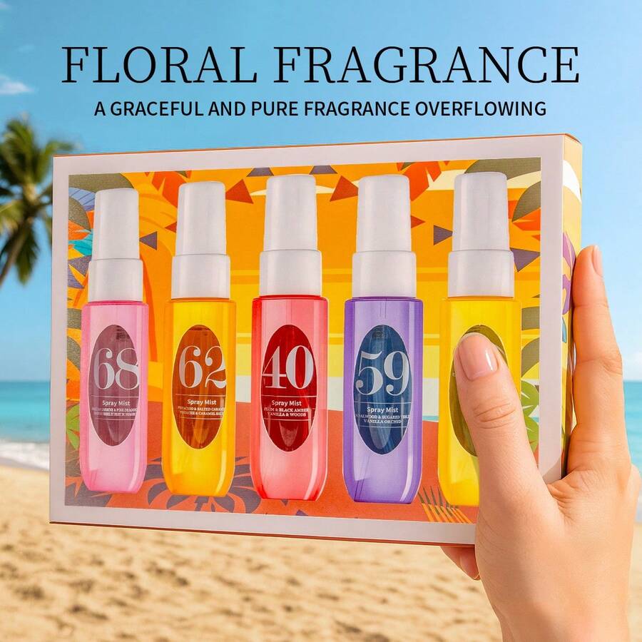 40ml Floral & Fruity & Food Notes Perfume Set, 5 Counts/Set Long Lasting Floral Oriental Fragrance For Women, Daily Use Or Gifts, Perfect For All Occasions Perfume Collection, Floral Scents Perfume, Eau De Toilette - 200毫升 - 查看 1