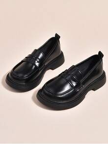Zapatos escolares tipo Mary Jane para niñas, estilo británico colegial, mocasines, zapatos planos de moda para estudiantes - Negro - Ver 1