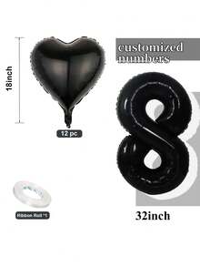بالونات أرقام مخصصة قياس 32 بوصة باللون الأسود والذهبي والفضي ، إكليل من البالونات على شكل قلب قياس 18 بوصة باللون الأسود والأحمر الذهبي والأزرق الفضي مناسبة لأعياد الميلاد والزفاف وحفلات استحمام الطفل وعيد الحب وحفلات عصابات العروس ، أعياد الميلاد ذات موضوع الفرايكات ، ديكورات خطوبة العروس ، مناسبة لأعياد الميلاد والذكرى السنوية ورأس السنة واستحمام الطفل والتخرج والخطوبة وحفلات الزفاف