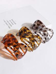 1 件/3 件女士扁平发夹，适合中等厚度头发，玳瑁扁平发夹，鸭嘴发夹，牢固抓握，舒适曲线贴合，适合驾驶、瑜伽、所有发质，豹纹休闲，爪夹，发夹，发夹，发夹，学校用品，动物图案 - 彩色 - 查看 3