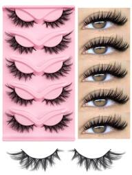 5 pares de pestañas postizas 3D de imitación de visón de ojos de gato - Pestañas ligeras y esponjosas hipoalergénicas que dan un aspecto natural para ojos dramáticos y felinos. Pestañas postizas, pestañas, pestañas postizas