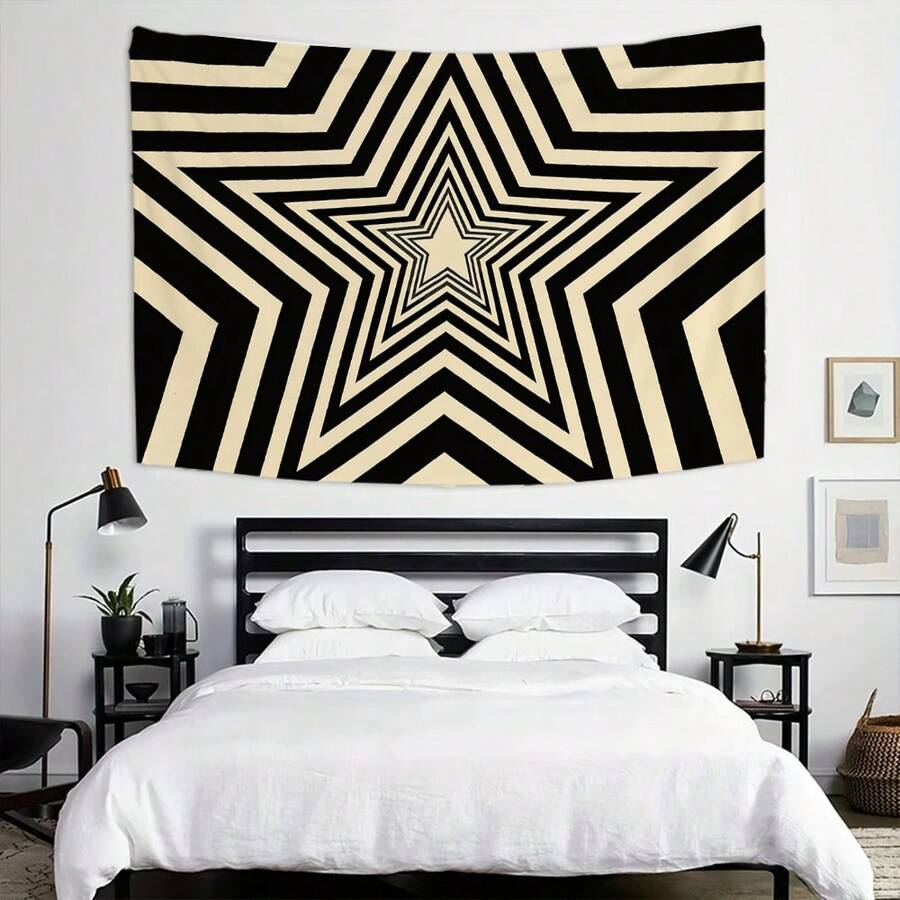 1pc Y2K Aesthetic Star Pattern Tapestry, Wall Tapestry Hanging Home Decoration Materials, Hippie Decor For Living Room, Bedroom, Dorm - Multicolor - View 1