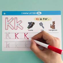 1 Set Reusable Tracing And Wipe Educational Flashcards, Featuring Letters And Numbers With Audio, Dry-Erase Handwriting Practice Tools, For Learning ABC Through Activities - Multicolor - View 8