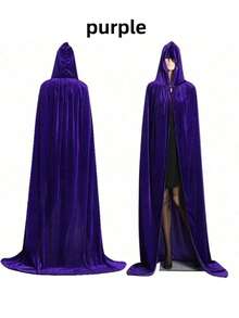 1 件万圣节/圣诞节角色扮演斗篷，巫师/女巫/王子/公主连帽斗篷 - 彩色 - 查看 2