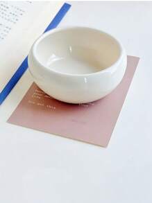 1pc Korean Ins Style Cute Ceramic Small Round Bowl Dish Set, Mini Yogurt Oatmeal Bowl, Simplistic & Elegant Dessert/Fruit Salad/Rice/Noodle Bowl, Suitable For Restaurants