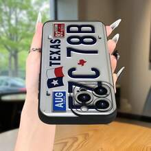1pc Phone Case: Creative License Plate Design,  And Popular, Matte Texture, Anti-Drop Phone Case For IPhone 16E/16/16PRO/16PLUS/16PROMAX/15/15PLUS/15PRO/15PROMAX/14/14PLUS/14PRO/14PROMAX/13/13/13PRO/13PROMAX/12/12/11/Plus/Pro/Max/7/8/SE/XS/XS Valentines Gifts Phone Cases - 黑色 - 查看 5