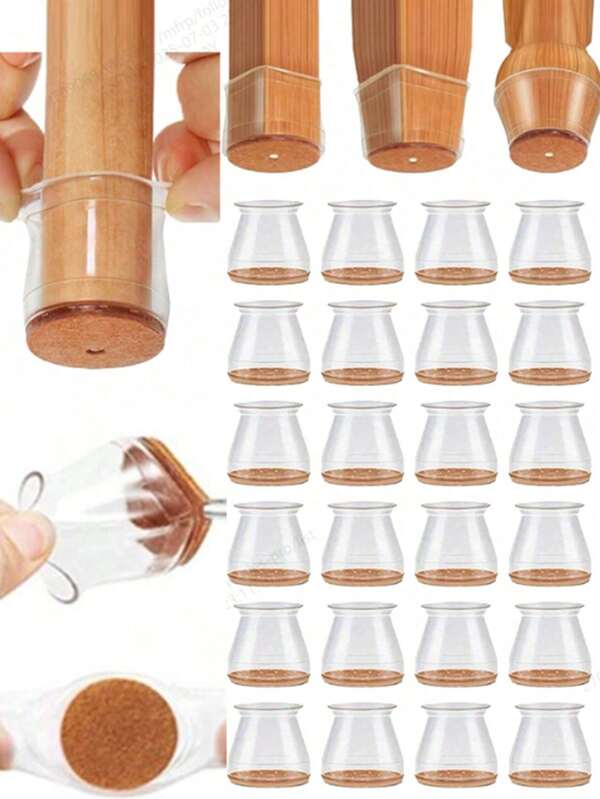 4/8/16/24 piezas Protectores de piso para patas de silla, almohadillas de muebles para pisos de madera dura, deslizadores de patas de silla, cubiertas de silicona para patas de silla, previenen rasguños en el piso y reducen el ruido, adecuados para varios escenarios interiores (Marrón) No. 1. 4-2.5cm (0.551-0.984in)