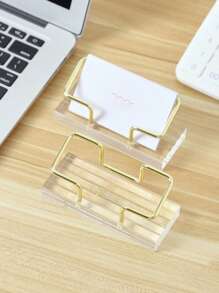 1pc Metal & Acrylic Transparent Business Card Holder Stand, Suitable For Party Invitations, Wedding, Gathering, Party Card Holder, Luxury Party Card Holder, Halloween, Christmas Party Card Holder