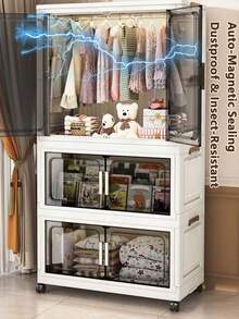 5/4/3/2/1-Layer Simple Wardrobe, DIY Bedroom Adult/Baby Clothes Storage Cabinet, Foldable Thick Kids Plastic Organizer - Multicolor - View 9