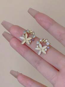 1 Pair Elegant Luxury Faux Opal Flower Drop Earrings, Wedding Bridal Bridesmaid Jewelry Accessories