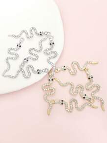 10 piezas de encantos de artesanía de serpiente incrustados con diamantes de imitación populares en Europa y América, para hacer joyas de personalidad de moda para hombres y mujeres, estilo punk, diseño de animales de llavero de pendientes y collar de aleación de moda para fiestas y decoración de banquete
