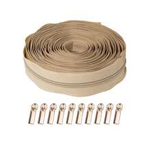 1 Set, 3# Nylon Zippers (450cm/177 Inch/5 Yards) With 10 Zipper Pulls, Suitable For Home Sewing DIY Replacement