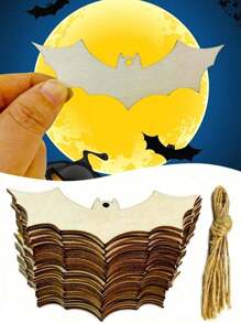 10 件未完成的空白木制蝙蝠吊坠，DIY 木制蝙蝠装饰，轻巧优雅的木制装饰适用于万圣节派对、户外装饰、家居装饰、卧室装饰万圣节装饰秋季装饰