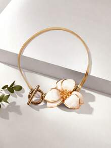 1pc Summer Green Gradient Charm Beach Style Colorful Floral Tri-Leaf Anklet For Women - White Clover Anklet - View 3