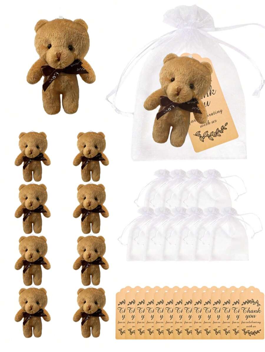Set da 2 pezzi, set da 3 pezzi, set da 6 pezzi, da 1 a 20 pezzi di orsetti di peluche teddybear piccoli da 4,7 pollici,giocattoli di peluche, ciondoli per borse, regali per matrimoni e compleanni, decorazioni per torte di compleanno, matrimonio, feste e accessori fai-da-te