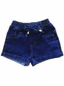 Kit 2 Elastic Jean Shorts For Women And Children Summer Lycra - 中等水洗藍 - 查看 7