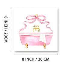 1pc Framed Canvas Wall Art, Pink Bathroom Vintage Bow Art Print Canvas Poster Painting Wall Decor, Ideal Gift For Bedroom Living Room Hallway Dorm, Ready To Hang