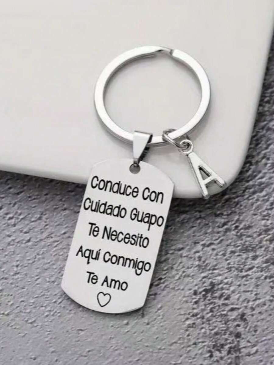 1pc Spanish Carved Casual Style Stainless Steel Keychain, Romantic Valentine's Day Gift For Husband Or Boyfriend - YSK-404 - View 1