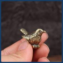 Vintage Decorative Mini Retro Brass Bird Statue, Retro Sparrow Sculpture For Living Room, Bedroom, Home Office Desk Decor, Gold Animal Ornament Figurine, Cute Desk Accessory, Kitchen/Office Whiteboard Storage Cabinet Personalized Decor, Housewarming & Gift - 銅色 - 查看 3