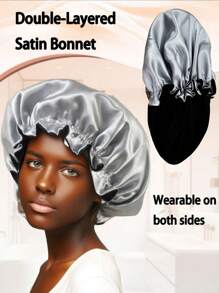 Doppellagige feste Haarbonnet, Seidentopf, Satin Bonnet, weich und atmungsaktiv, geeignet zum Schlafen zuhause, tägliches Haarstyling, Haarhaube