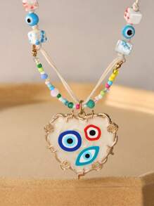 1pc New Zinc Alloy Dripping Oil Evil Eye Pendant Necklace
