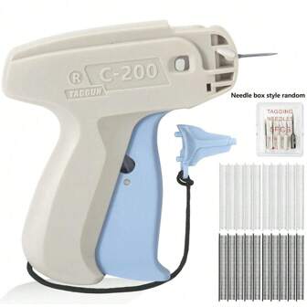 Pistolet de micro-étiquetage pour vêtements, pistolet à points fins amélioré, mini pistolet à points sans bourrage pour vêtements, kit d'outils de couture réparatrice rapide de vêtements avec 6 aiguilles, 1000 fixations mini noires et 1000 blanches de 5 mm
