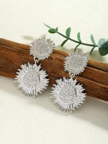 1 对独特的波西米亚大向日葵吊坠耳环，油滴金属双花耳环，向日葵吊坠耳环，花卉耳环，复古夏季珠宝礼物