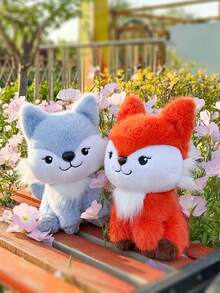 新款可爱狐狸毛绒玩偶，柔软的填充动物玩偶，可爱的设计，完美的儿童生日礼物，复活节主题，豪华房间家居装饰，生日礼物和各种节日礼物 - 彩色 - 查看 6