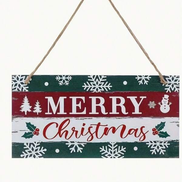 1pc Rustic Merry Christmas Hanging Sign, Wooden Farmhouse Outdoor Christmas Decoration With Hanging String, Suitable For Christmas Home, Window, Wall, Farmhouse Indoor Decor Home Decor Christmas Decorations Room Decor