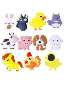 12 pz/10 pz Calamite per frigorifero, adesivi magnetici morbidi in gomma realizzati in PVC, 3D stereoscopici e durevoli, non sbiadenti. Adatti per appendere note, promemoria, decorazioni fotografiche sul frigorifero, adesivi per l'educazione precoce, ecc.