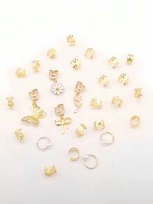27 pièces Accessoires de bijoux pour cheveux avec fleurs et papillons de style Y2K, nœuds pour tresses. Cadeau parfait pour les filles et les femmes, idéal pour les danses, les fêtes et les festivals de musique