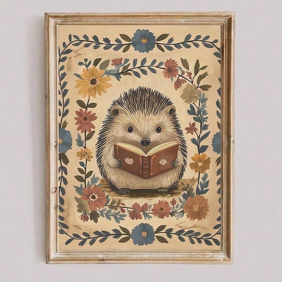 1 peça, pôster de arte popular excêntrica com estampa de raposa e filhotes, sem moldura, para impressão, charmoso para livros de histórias, decoração de berçário em tons terrosos, estampa de animais da floresta, decoração de dormitório de volta às aulas, decoração de quarto, pôsteres descolados, decoração para casa, decoração, impressões de parede