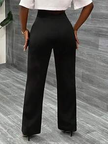 Women's Solid Color High Waist Straight Leg Casual Pants, Versatile