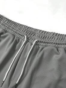 Men's Lightweight Short Sleeve Polo Shirt And Drawstring Waist Shorts Set, Comfortable, Slightly Loose Fit, Breathable - Grey - View 7