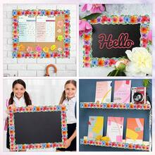 59 英尺热带芙蓉花公告栏边框、教室装饰、教师学校用品、教室办公室墙面装饰、夏威夷花卉派对装饰