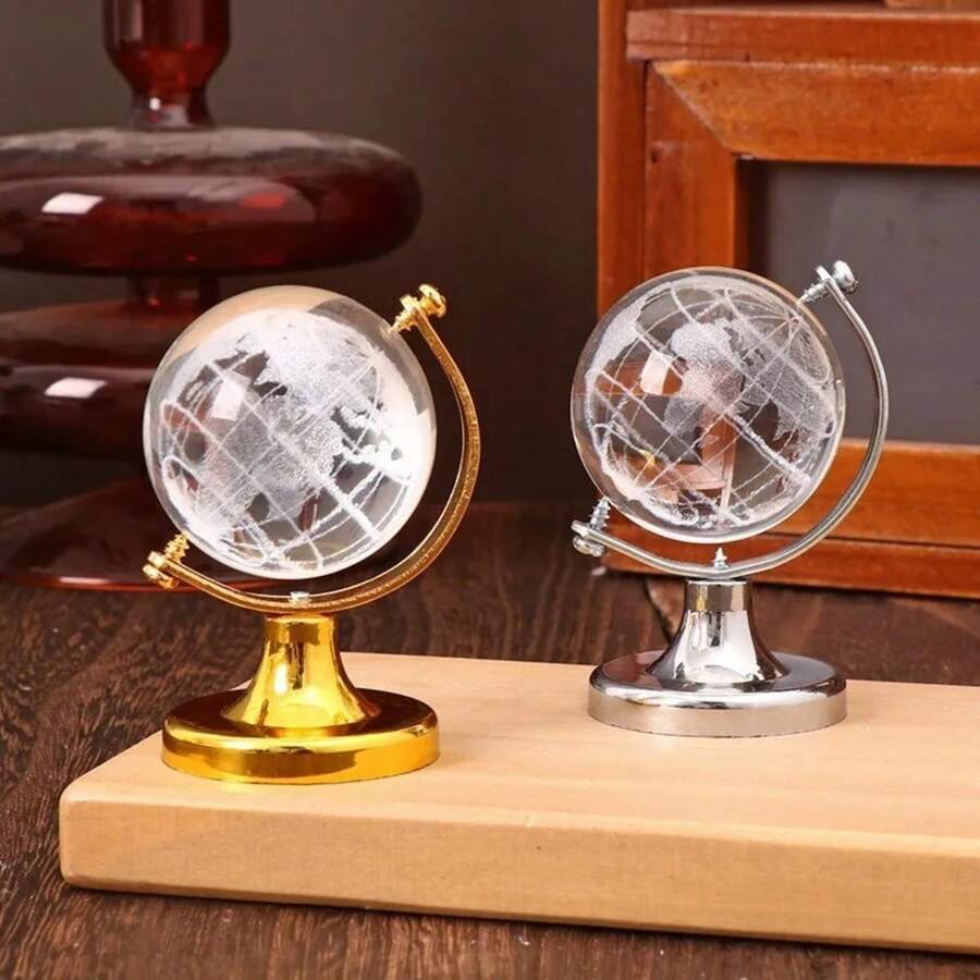 Mini Glass Globe Tabletop Decoration Ornament 6.3cm - Silver - View 1