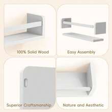 Lizgaho Floating Wall Nursery Book Shelves For Bedrooms Kids 24 Inch White Wooden Baby Book Shelf For Kids Rooms Set Of 3 Nursery Shelves For Wall Mounted Honey Stain Toddler Bookshelf For Kids Wall