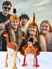 1pc Turkey Hats For Woman Man Thanksgiving Hat With Head Thanksgiving Party Favors Supplies Fun Plump Turkey Hat Legs And Tail Fancy Dress Accessory Trot Accessory Toy For Holiday Gift