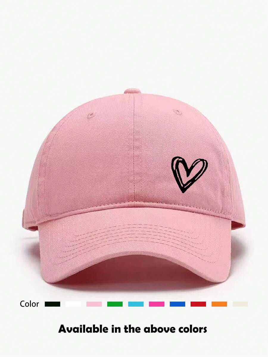 1 件男女通用心形印花可调节棒球帽，户外防晒休闲帽，适合春秋旅行、海滩度假、Y2K 风格年轻男士