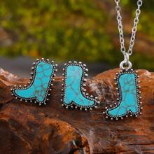 Set de cercei și colier cu cactus, stea, cap de taur, inimă și turcoaz