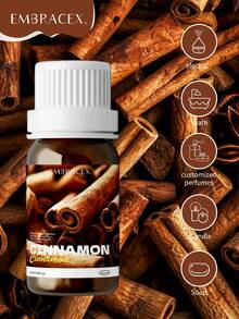 EMBRACEX. 10ml Cinnamon Essential Oil, 100% Pure Natural Cinnamon Oil, Suitable For Aroma Diffuser, Candle Making, Spicy Sweet Cinnamon Scent, Rattan Diffuser Oil
